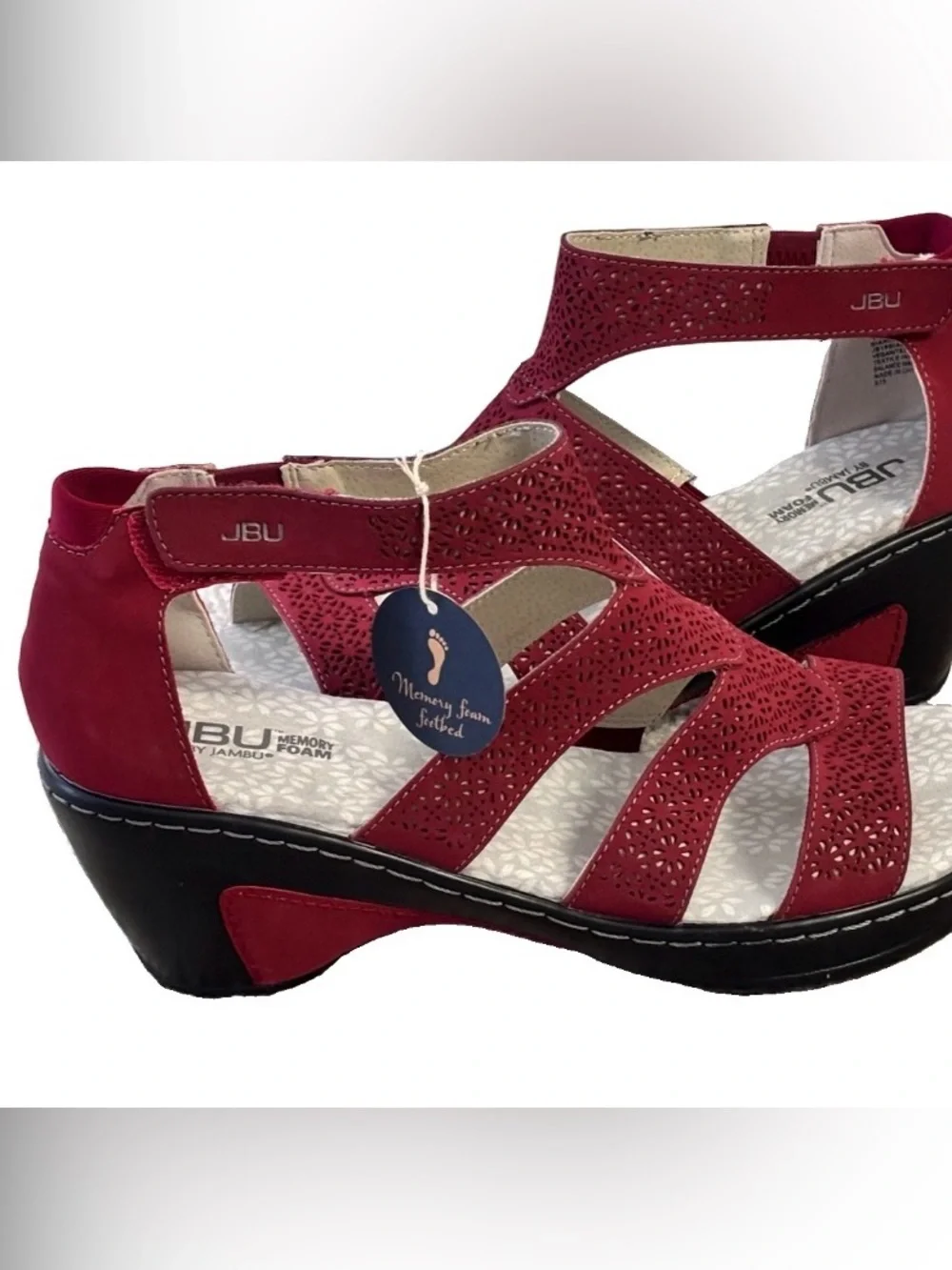 JBU NWT Jambu Bianca Red Wedge Vegan Sandals Size 10M